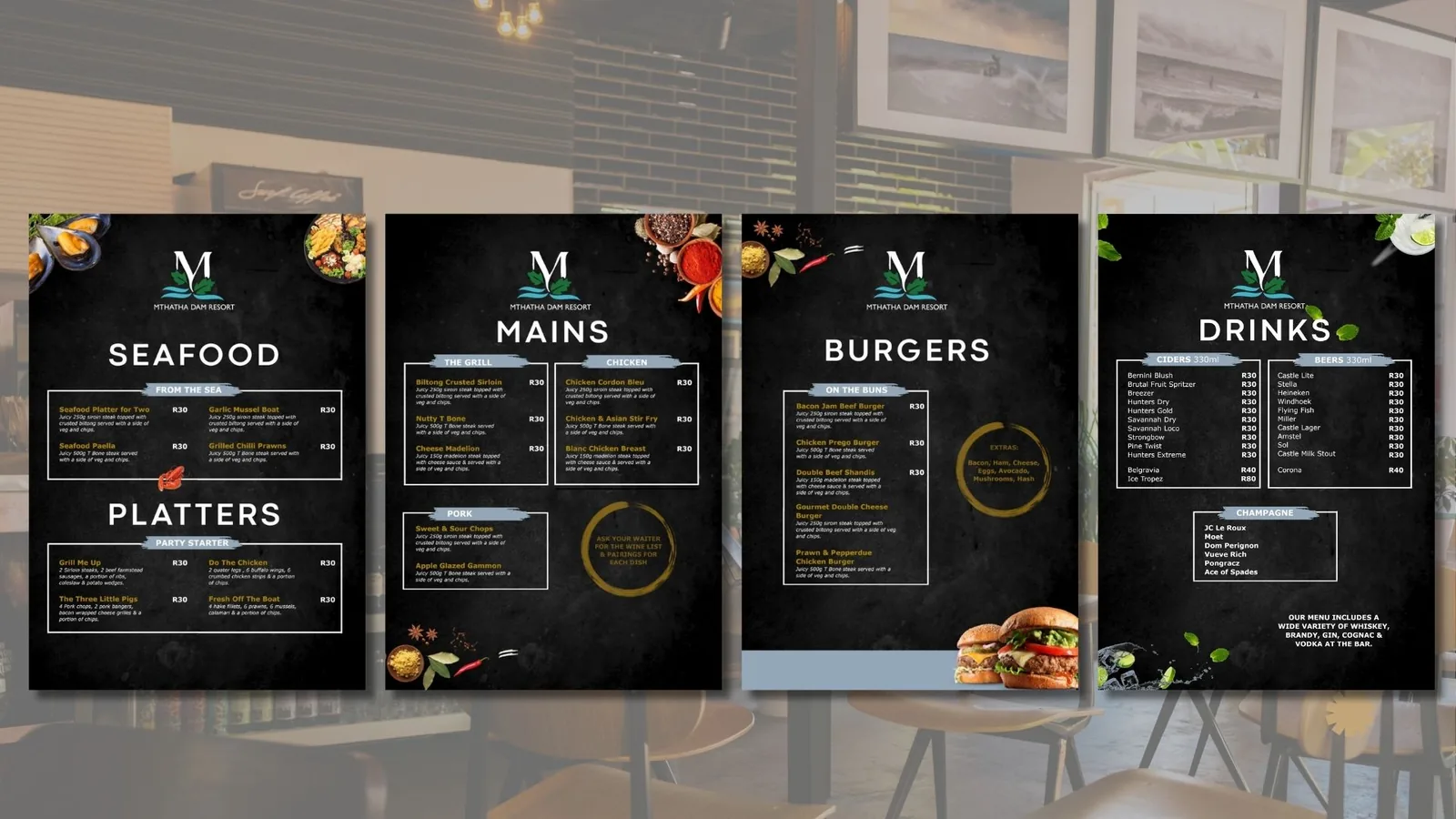 Mthatha Dam menu design by Poke Digital