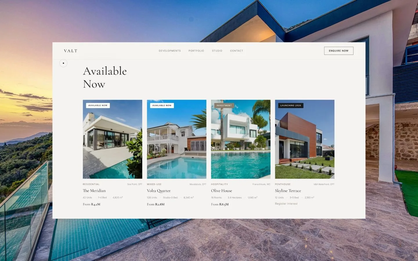 VALT Property Studio website screenshot 4